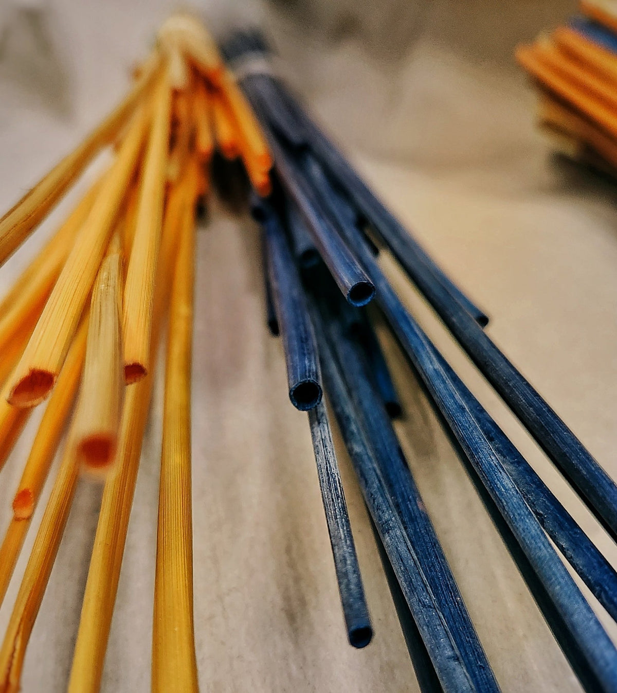 Boucles Brindille - jaune et bleu - Cabocaboche