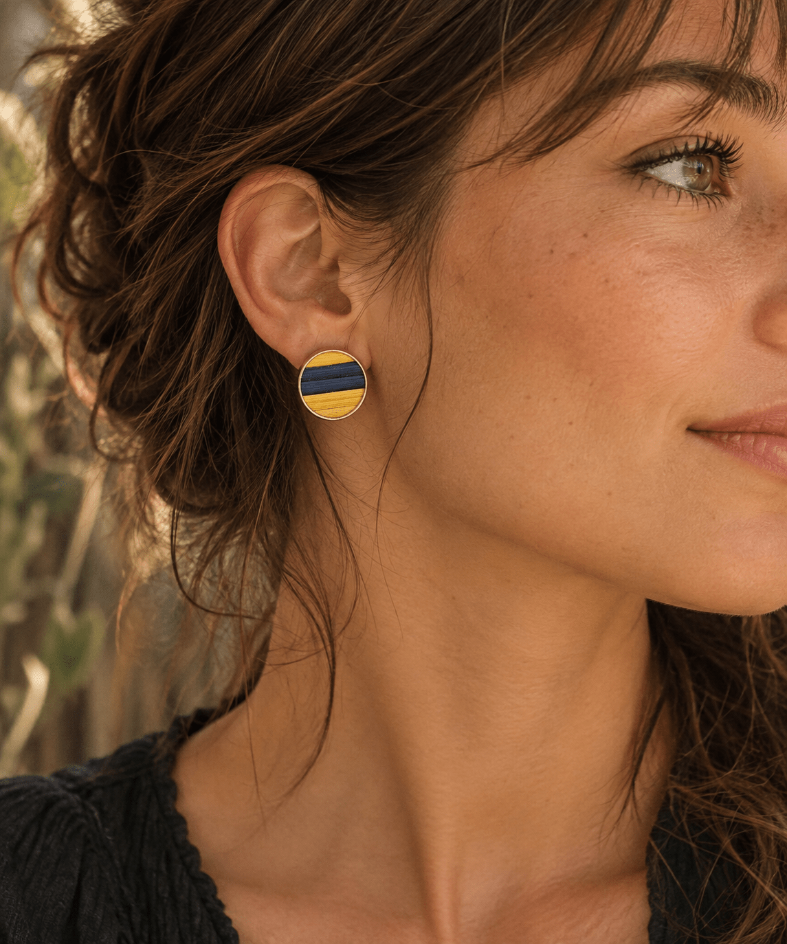 Boucles Brindille - jaune et bleu - Cabocaboche
